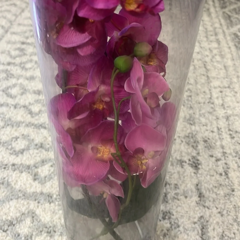 Vase and Pink Faux Flowers